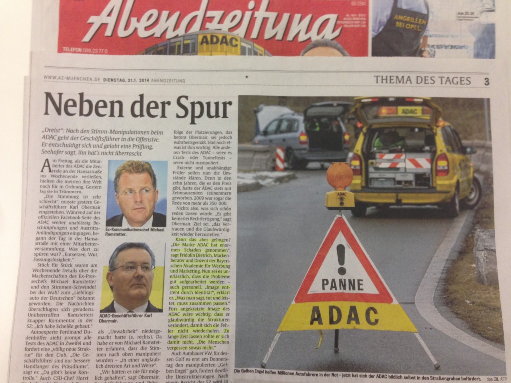 Artikel zum Thema Glaubwürdigkeit beim ADAC